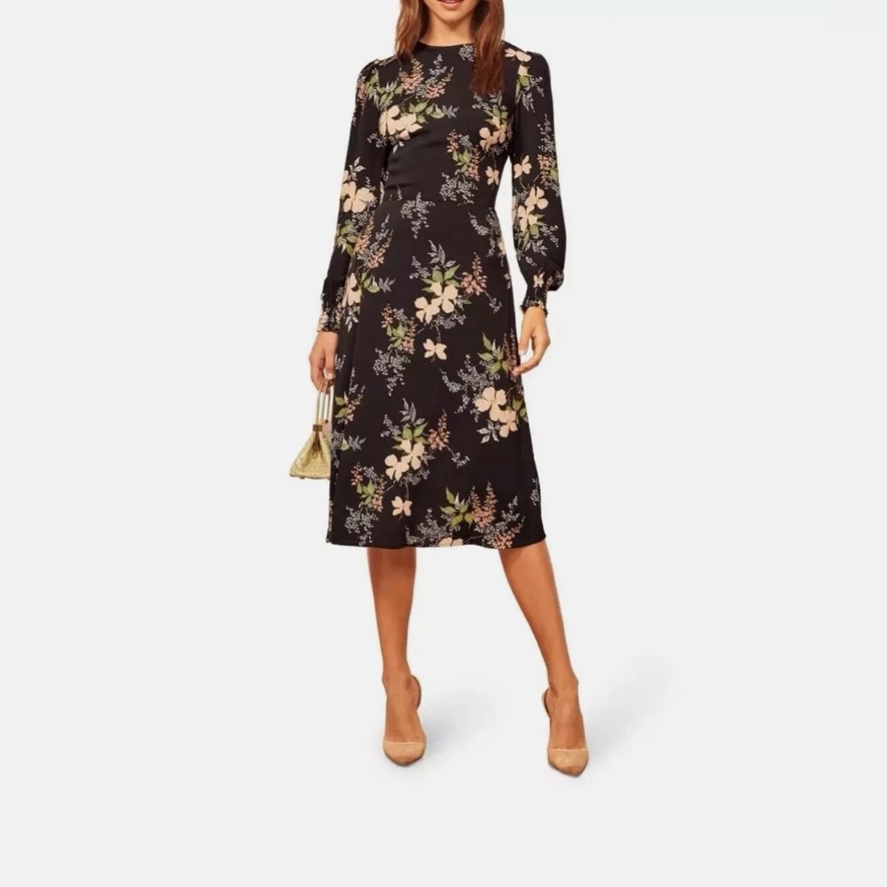 Reformation Kellan Floral Long Sleeve Midi Dress in Isabella Size 2 WORN ONCE